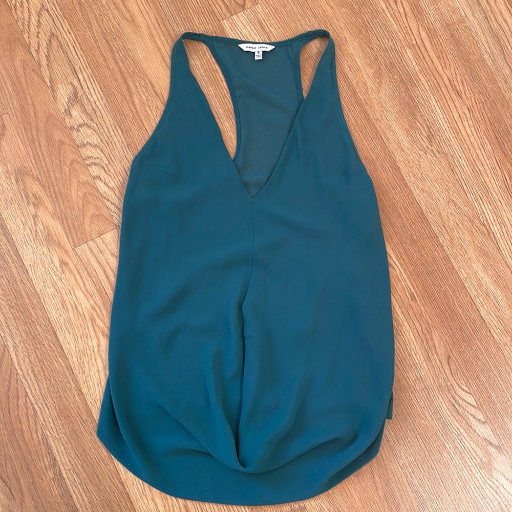 Teal V-Neck Blouse | S